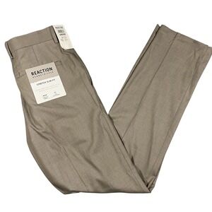 Kenneth Cole Reaction Dress Pants Mens 30x32 Tan Slim Fit Stretch Flex Waistband